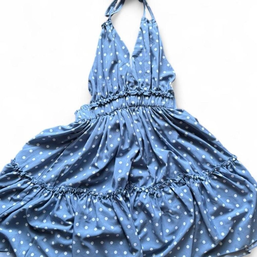 Blue polka dot dress